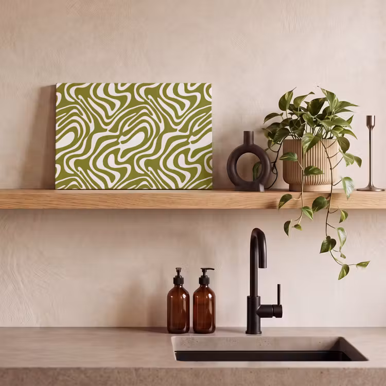 Lijnpatroon - Groen - Organisch canvas 2cm klein 34 -sfeer3