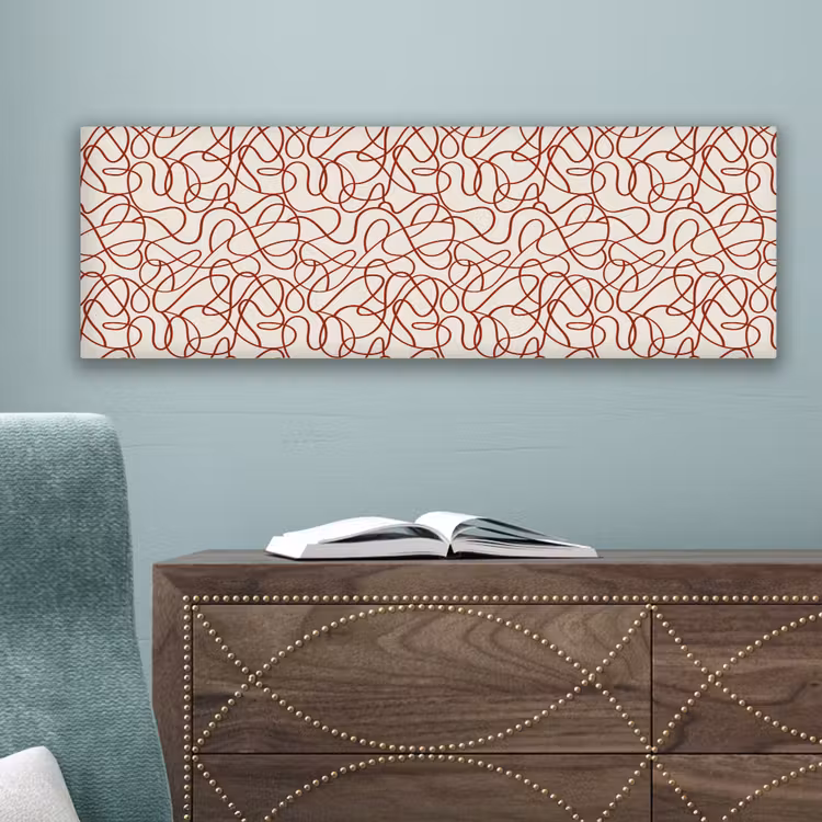 Lijnen - Abstract - Rood - Beige canvas 2cm klein 828 -sfeer4