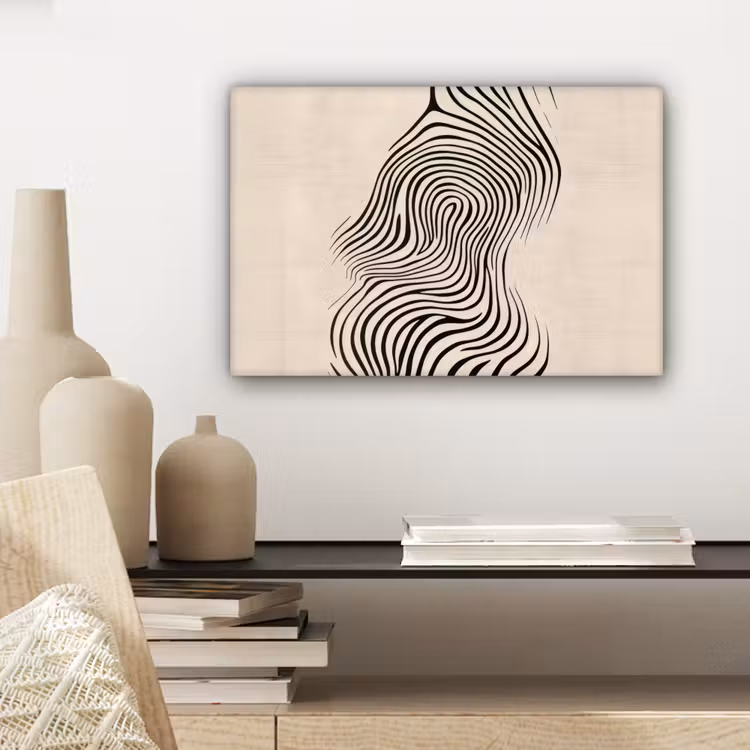 Lijnen - Abstract - Golvend - Zwart canvas 2cm klein -sfeer6