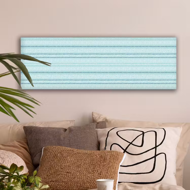 Lijnen - Blauwgroen - Patroon canvas 2cm klein 828 -sfeer1