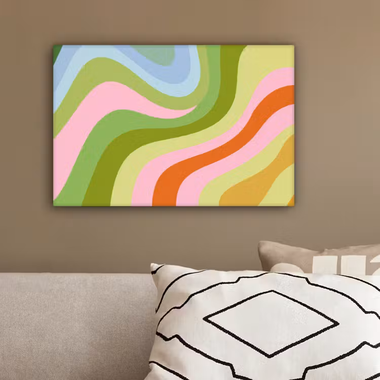 Lijnen - Pasteltinten - Golvend canvas 2cm klein -sfeer3