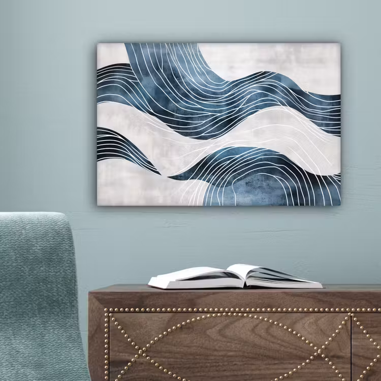 Lijnen - Golven - Abstract - Grijs canvas 2cm klein -sfeer4
