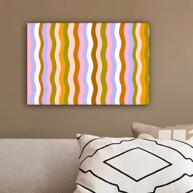 lijnen - Golven - Pastelkleuren - Patroon canvas 2cm klein -sfeer3