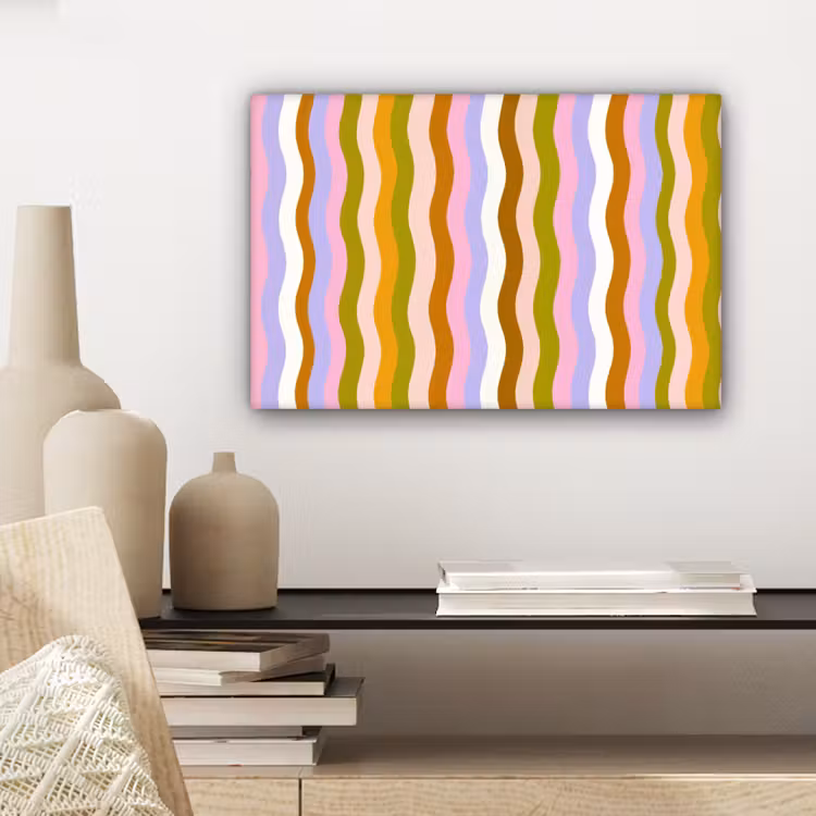 lijnen - Golven - Pastelkleuren - Patroon canvas 2cm klein -sfeer6