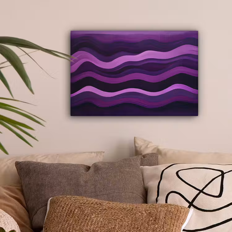 Lijnen - Golven - Paars - Abstract canvas 2cm klein -sfeer1