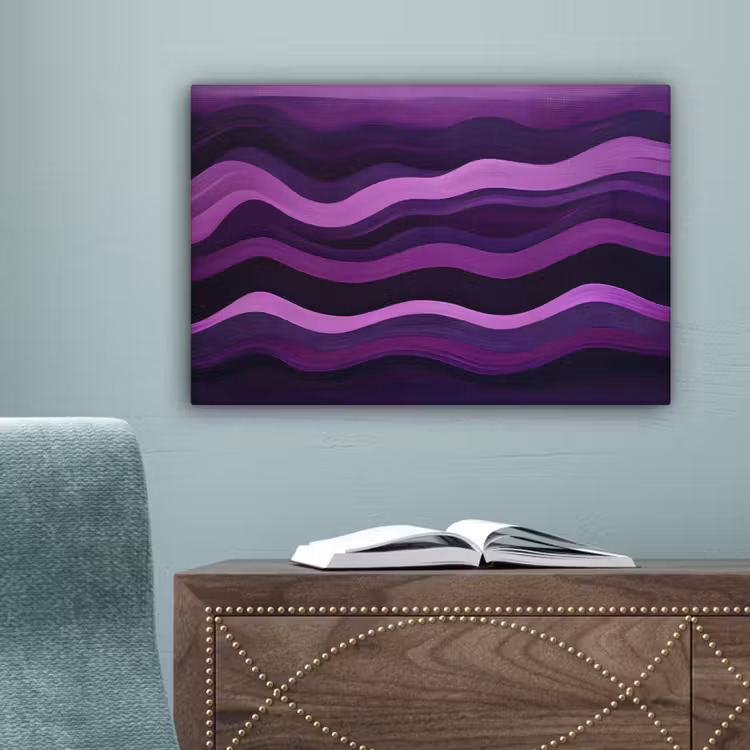 Lijnen - Golven - Paars - Abstract canvas 2cm klein -sfeer4