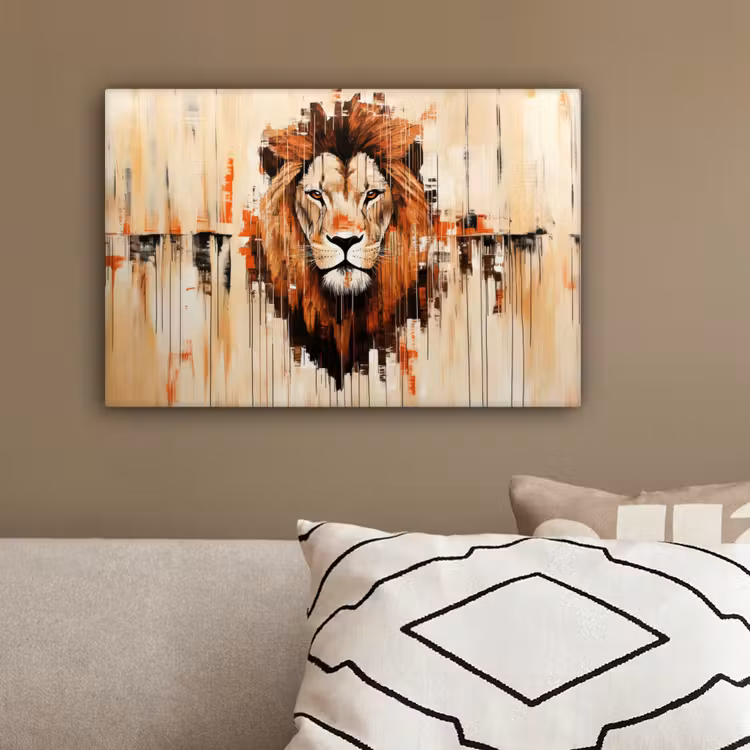 Leeuwenkop - Lijnen - Crème canvas 2cm klein -sfeer3