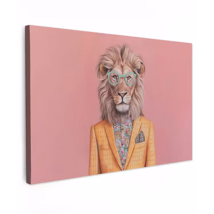 Leeuw - Pak - Geruit - Bril canvas 2cm klein -z3d