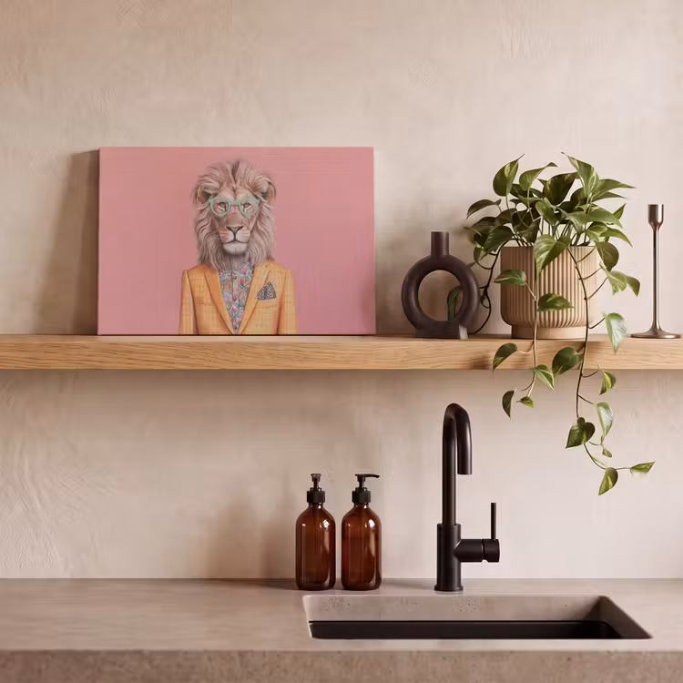 Leeuw - Pak - Geruit - Bril canvas 2cm klein -sfeer3
