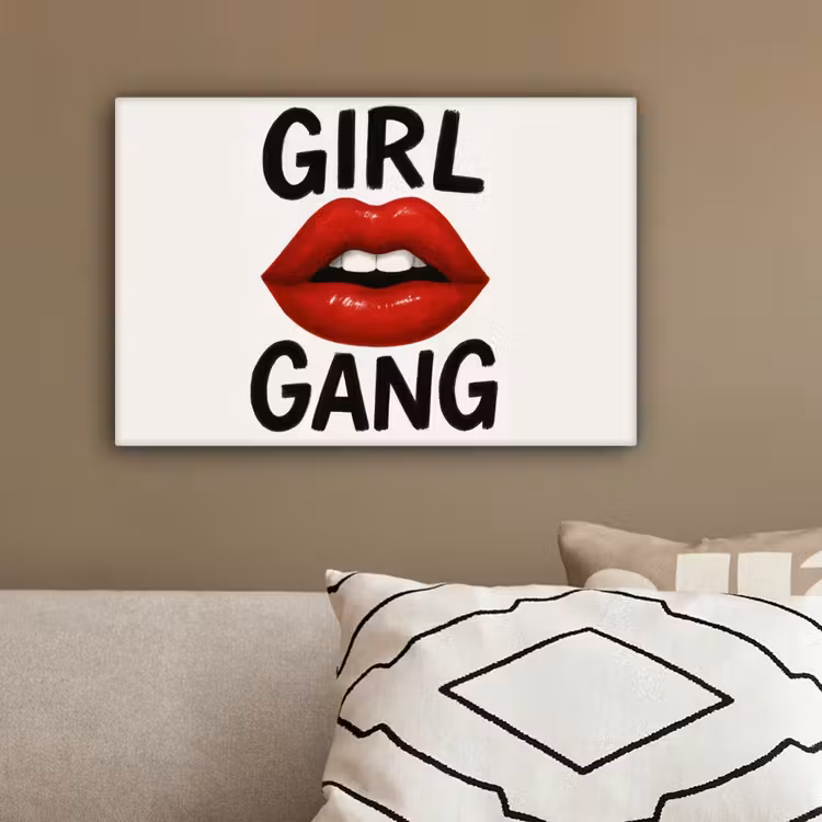 Lip - Girl - Rood - Letters canvas 2cm klein -sfeer3