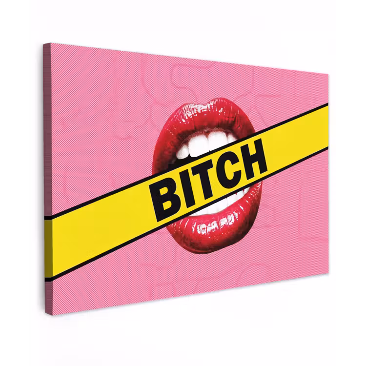Lippen - Tekst - Kleurrijk canvas 2cm klein -z3d