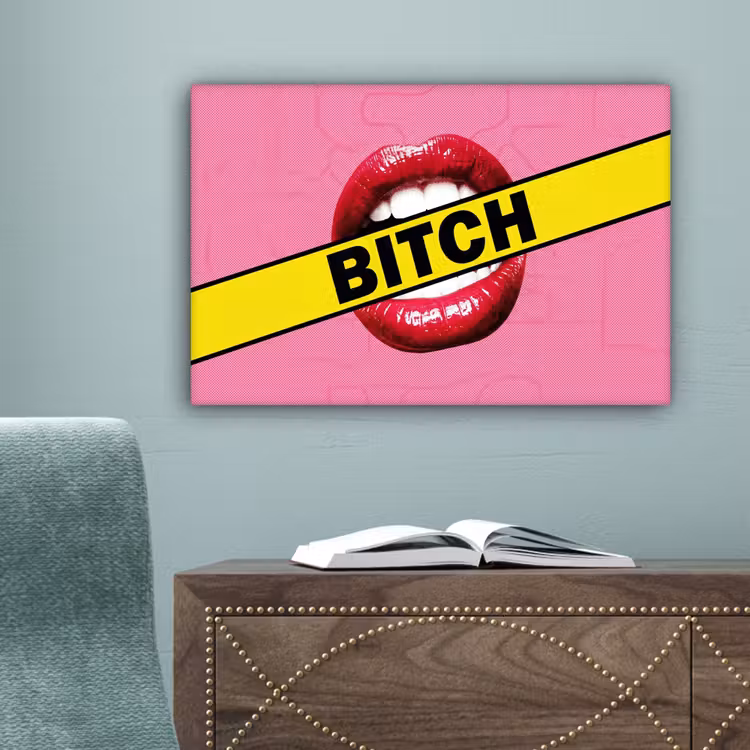 Lippen - Tekst - Kleurrijk canvas 2cm klein -sfeer4