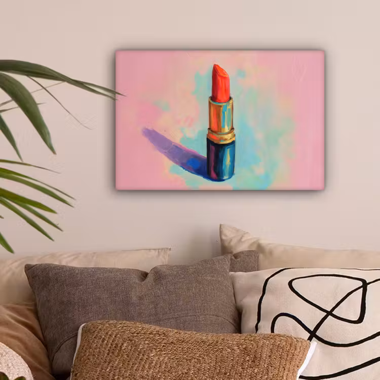 Lippenstift - Rood - Penseelstreken canvas 2cm klein -sfeer1