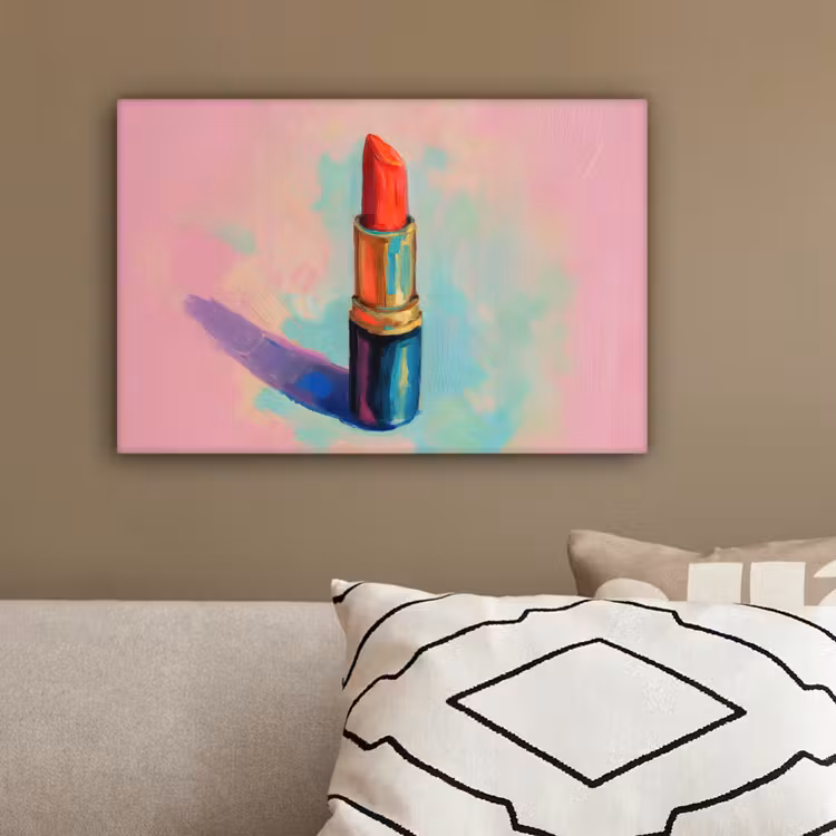 Lippenstift - Rood - Penseelstreken canvas 2cm klein -sfeer3