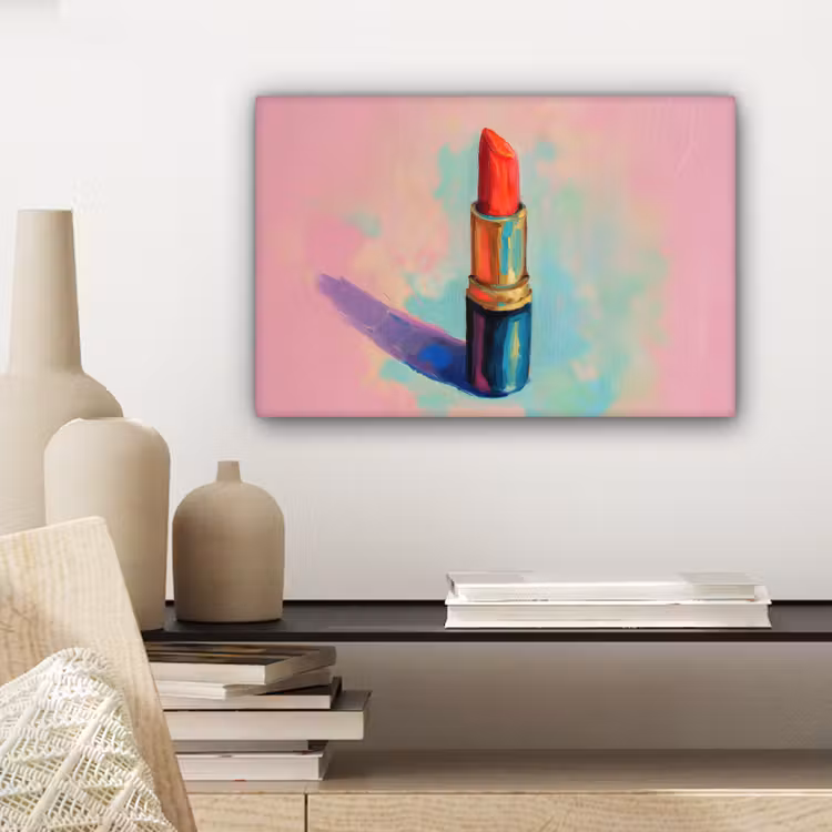 Lippenstift - Rood - Penseelstreken canvas 2cm klein -sfeer6
