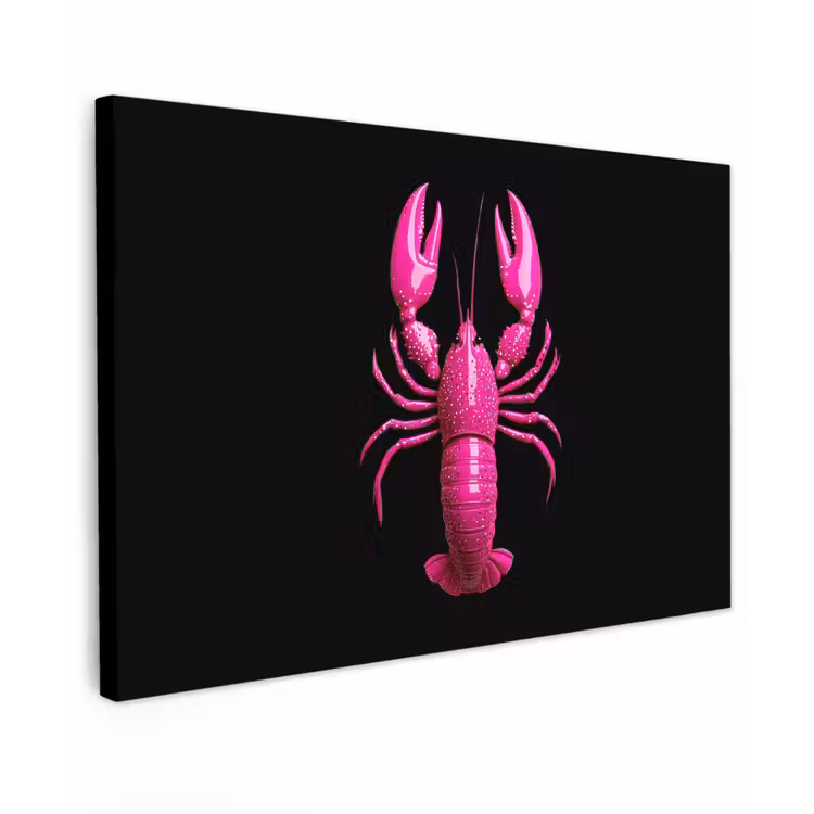 Kreeft - Felroze - Stippen - Opvallend canvas 2cm klein -z3d