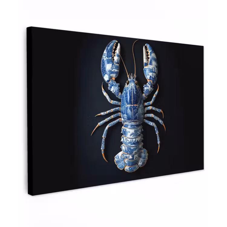 Kreeft - Delftsblauw - Schild - Stoer canvas 2cm klein -z3d