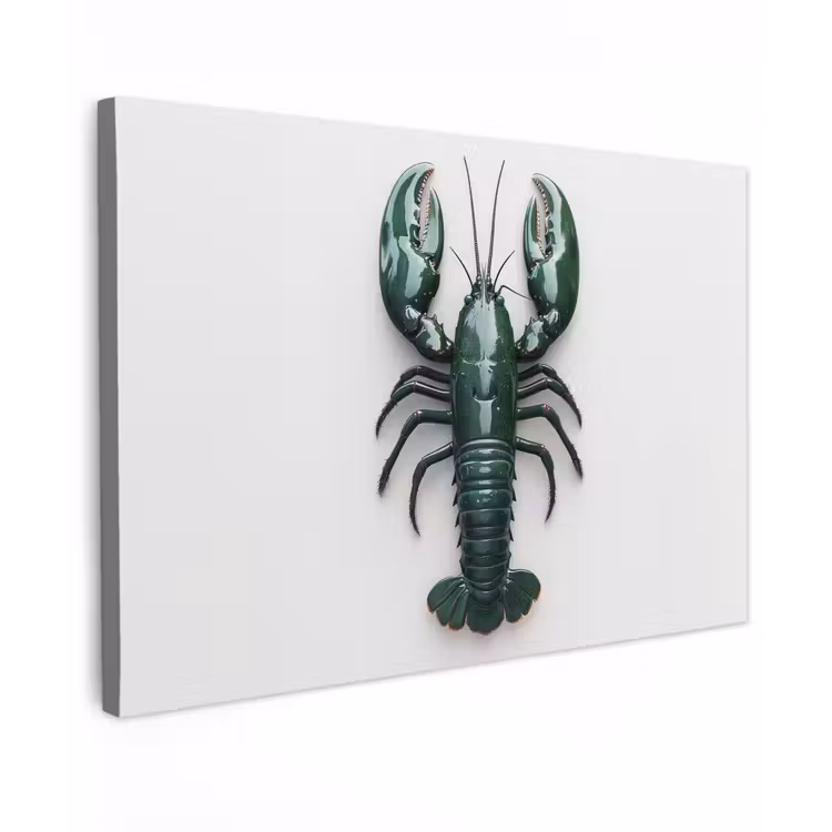 Kreeft - Glossier - Groen - Wit canvas 2cm klein -z3d