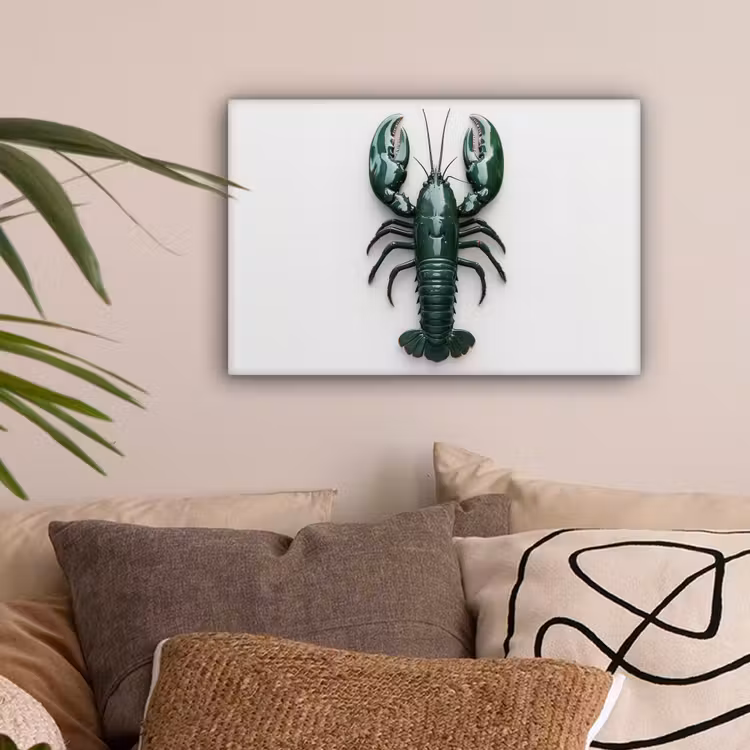 Kreeft - Glossier - Groen - Wit canvas 2cm klein -sfeer1