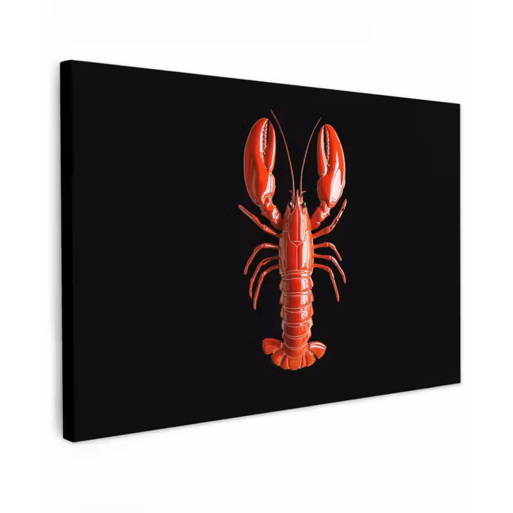 Kreeft - Glossier Rood - Zwart canvas 2cm klein -z3d