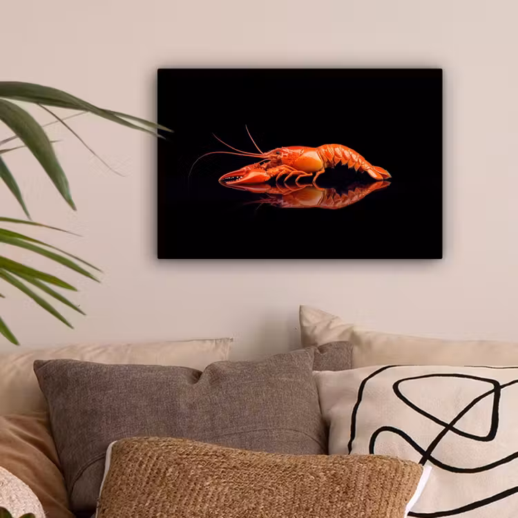 Kreeft - Oranje - Zwart - Opvallend canvas 2cm klein -sfeer1