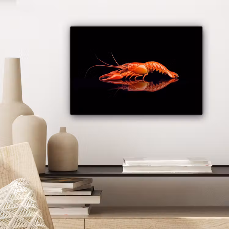 Kreeft - Oranje - Zwart - Opvallend canvas 2cm klein -sfeer6
