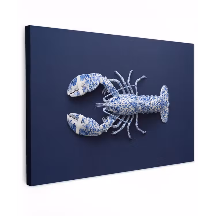 Kreeft - Porselein - Delfts - Blauw canvas 2cm klein -z3d