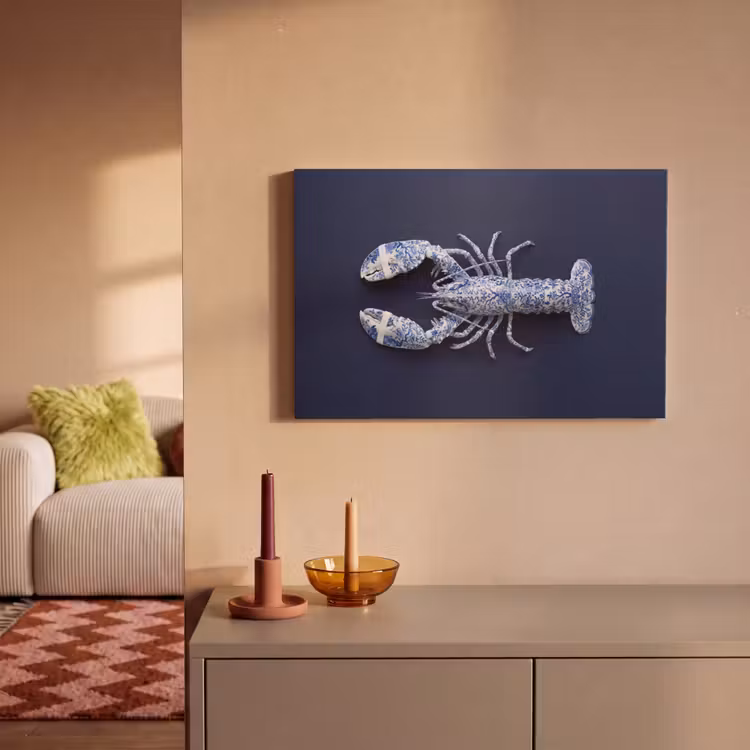 Kreeft - Porselein - Delfts - Blauw canvas 2cm klein -sfeer1