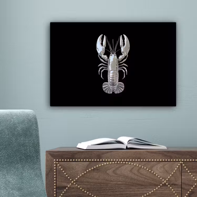 Kreeft - Zilver - Metallic - Luxe canvas 2cm klein -sfeer4