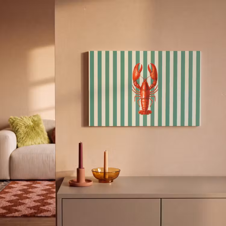 Kreeft - Strepen - Realistisch - Zomers canvas 2cm klein -sfeer1