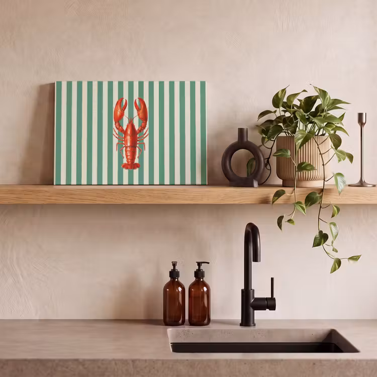 Kreeft - Strepen - Realistisch - Zomers canvas 2cm klein -sfeer3
