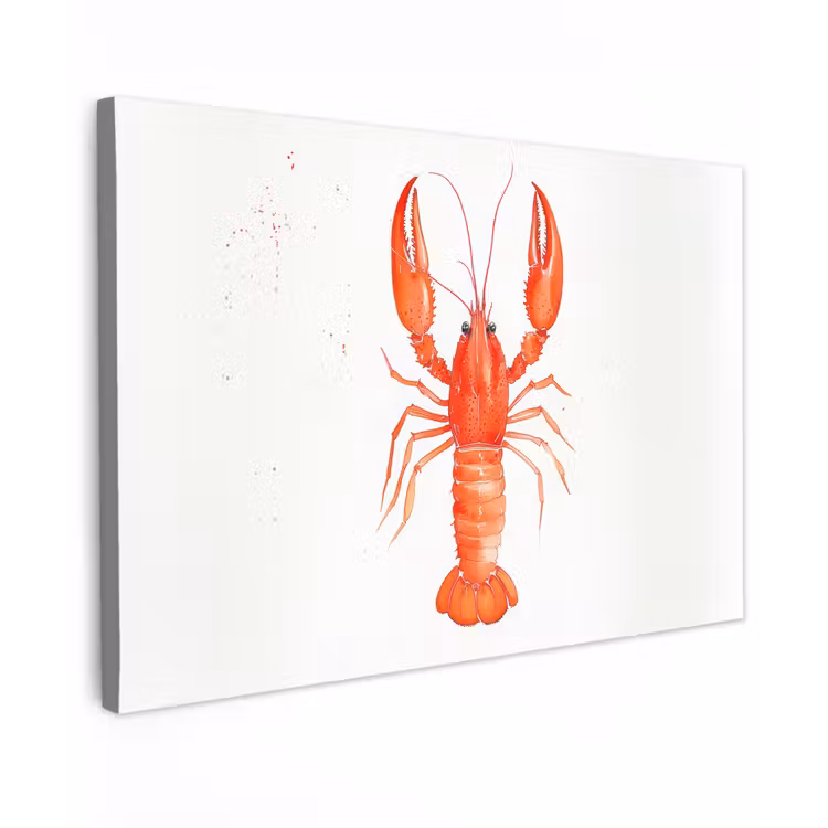 Kreeft - Waterverf - Aquarel - Oranje canvas 2cm klein -z3d