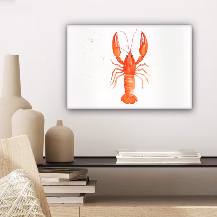 Kreeft - Waterverf - Aquarel - Oranje canvas 2cm klein -sfeer6