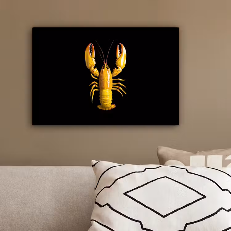 Kreeft - Geel - Stippen - Effen canvas 2cm klein -sfeer3