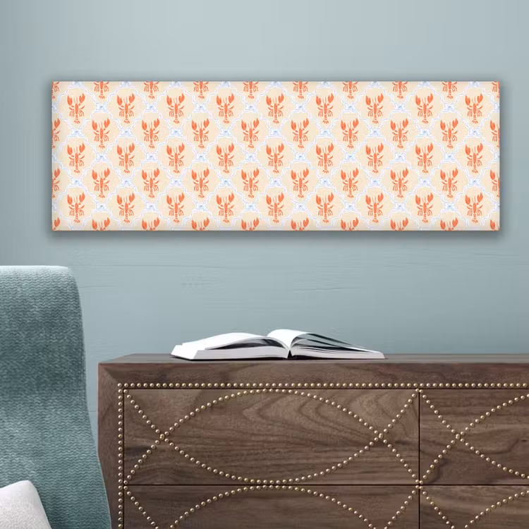 Zee - Kreeft  - Blauw - Geel - Oranje canvas 2cm klein 828 -sfeer4
