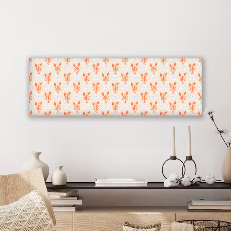 Zee - Kreeft  - Blauw - Geel - Oranje canvas 2cm klein 828 -sfeer6
