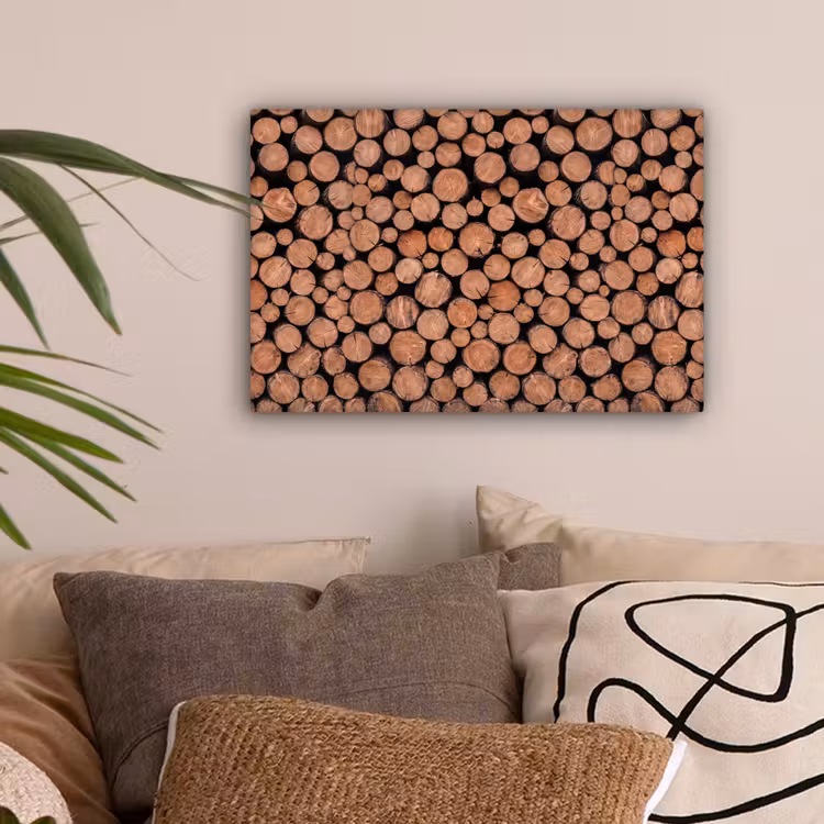 Houtblokken - Textuur - Patroon - Bruin - Rustiek canvas 2cm klein -sfeer1