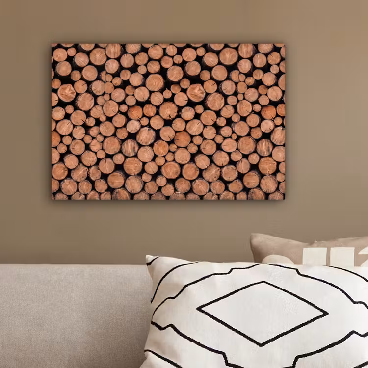 Houtblokken - Textuur - Patroon - Bruin - Rustiek canvas 2cm klein -sfeer3