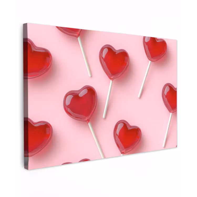 Lollies - Hartjes - Roze canvas 2cm klein -z3d