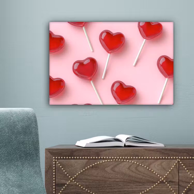 Lollies - Hartjes - Roze canvas 2cm klein -sfeer4