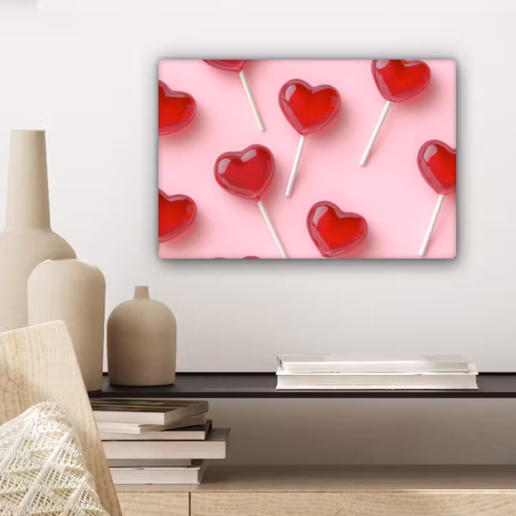 Lollies - Hartjes - Roze canvas 2cm klein -sfeer6