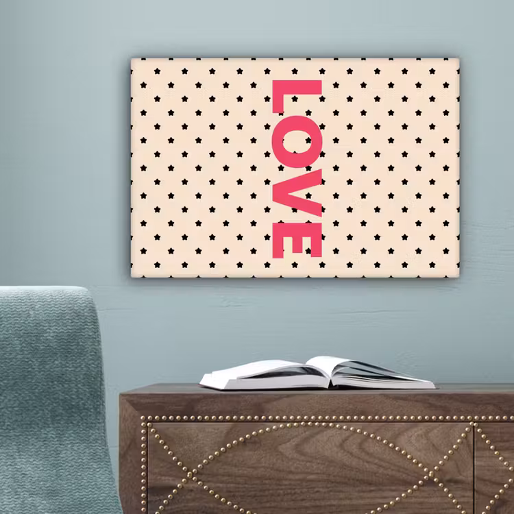 Love - Stippen - Roze canvas 2cm klein -sfeer4