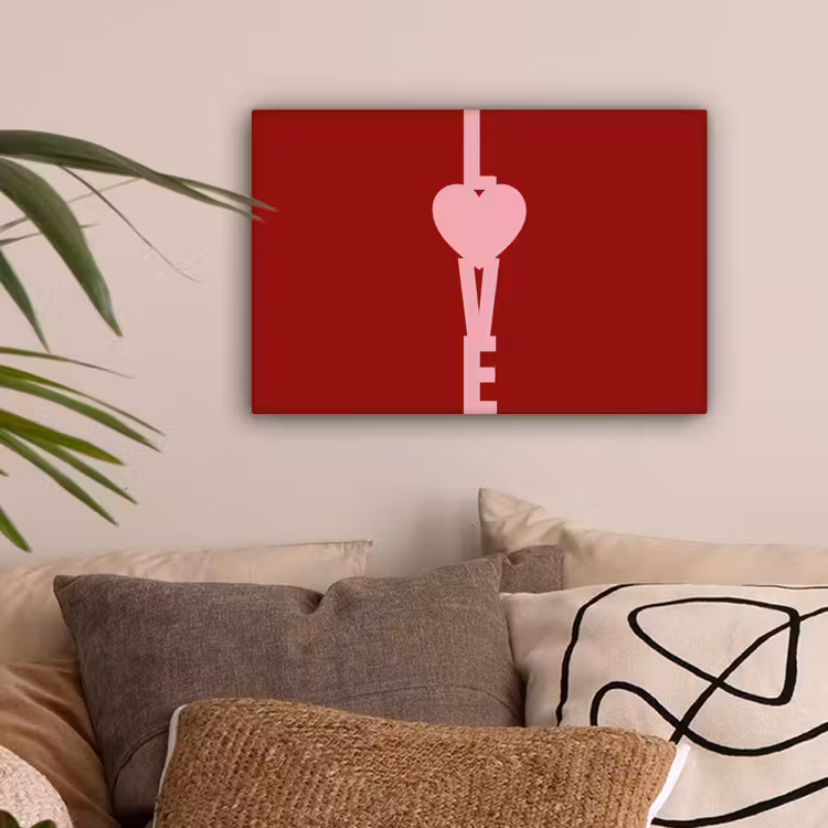 Love - Hart - Rood canvas 2cm klein -z3d
