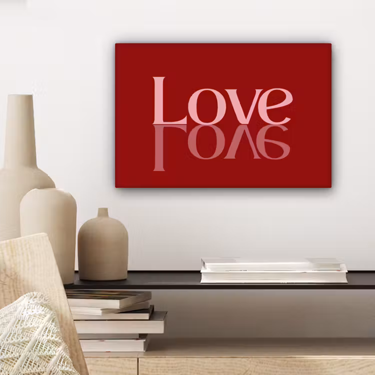 Love - Spiegeling - Rood canvas 2cm klein -sfeer6