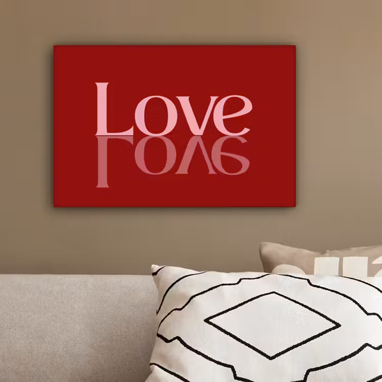 Love - Spiegeling - Rood canvas 2cm klein -sfeer1