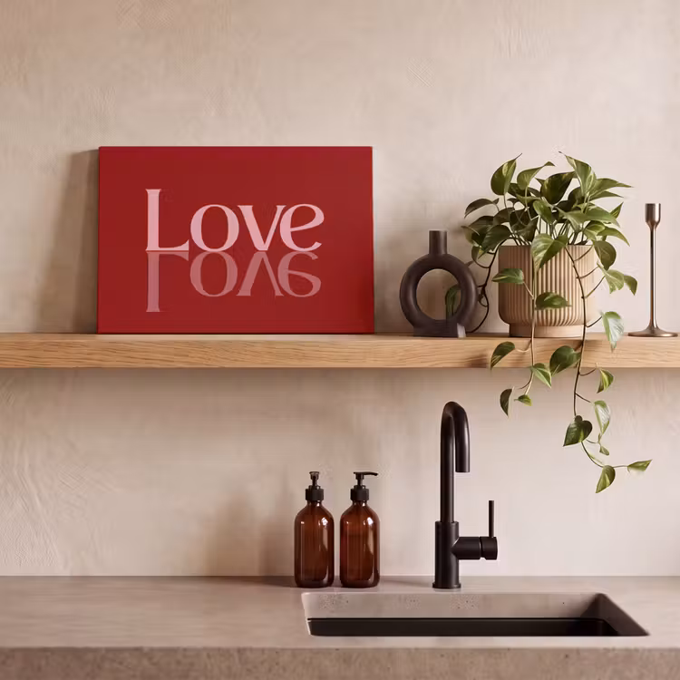 Love - Spiegeling - Rood canvas 2cm klein -sfeer3