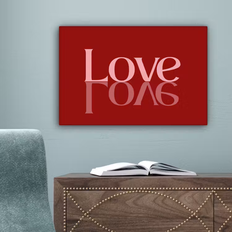 Love - Spiegeling - Rood canvas 2cm klein -sfeer4
