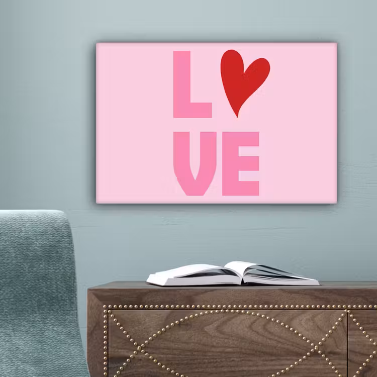 Love - Roze - Hart - Valentijn canvas 2cm klein -sfeer4