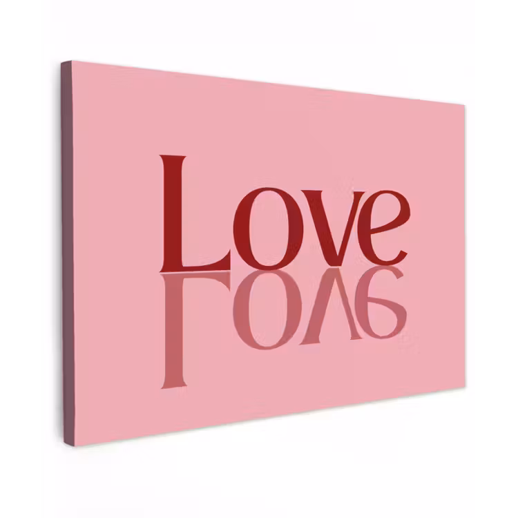 Love - Roze - Spiegeling canvas 2cm klein -z3d