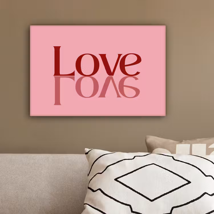 Love - Roze - Spiegeling canvas 2cm klein -sfeer1